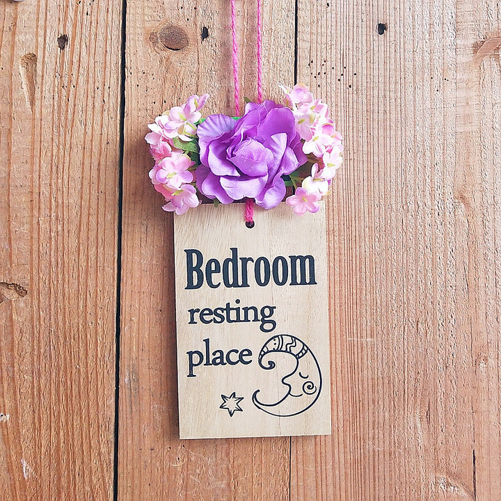 Decorative Bedroom Sign with Floral Accents