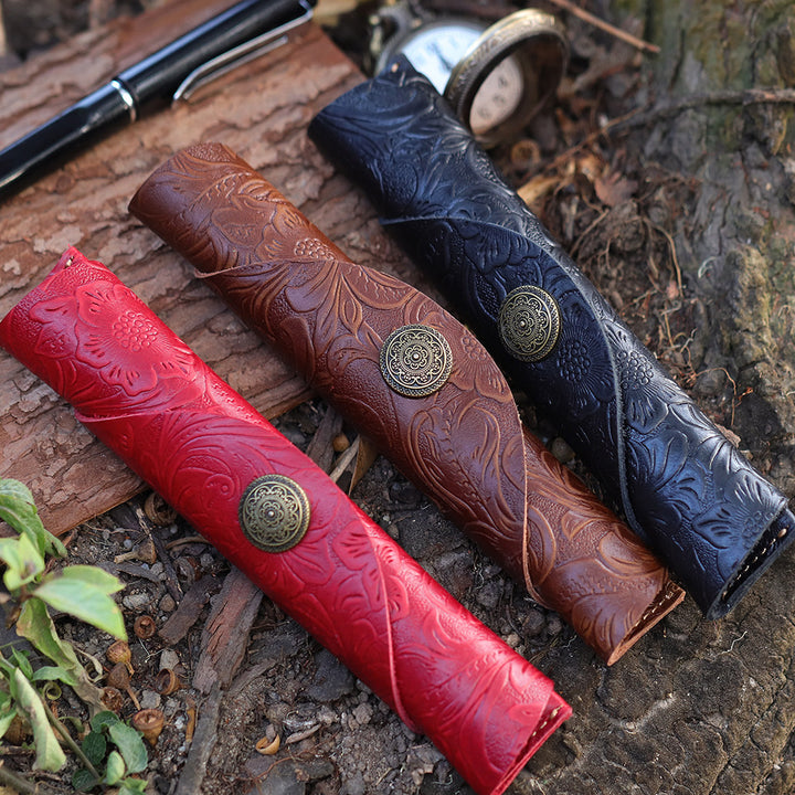 Handcrafted Leather Pencil Roll Case
