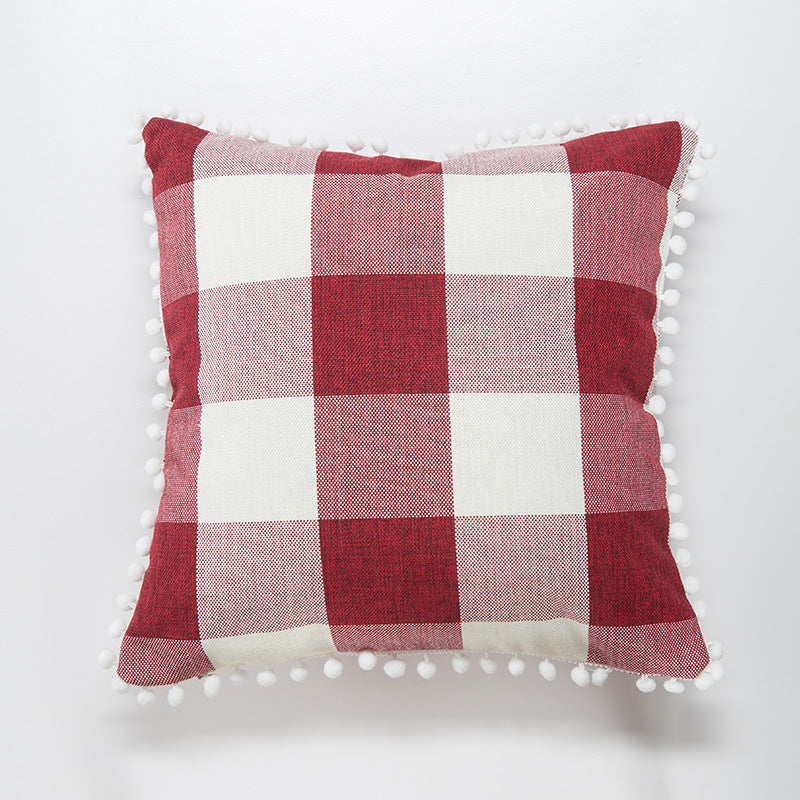 Decorative Pom-Pom Trimmed Throw Pillow