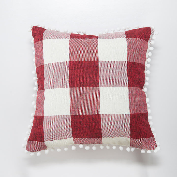 Decorative Pom-Pom Trimmed Throw Pillow