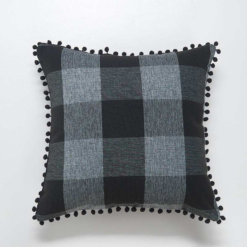 Decorative Pom-Pom Trimmed Throw Pillow