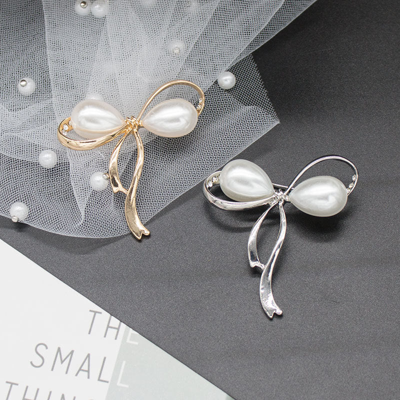 Elegant Pearl Bow Brooch Kalsten