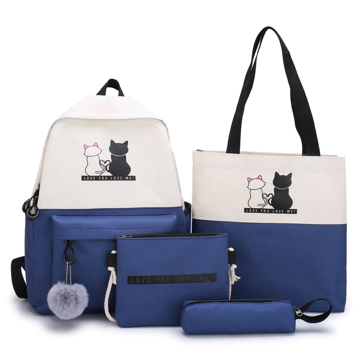 5-Piece Backpack and Tote Bag Set with Cat Design Kalsten