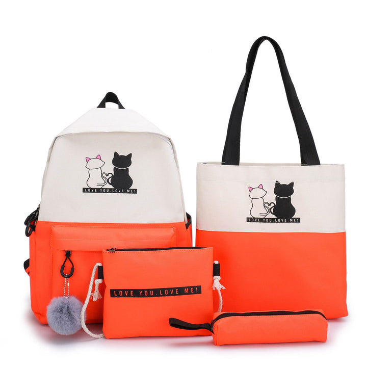 5-Piece Backpack and Tote Bag Set with Cat Design Kalsten
