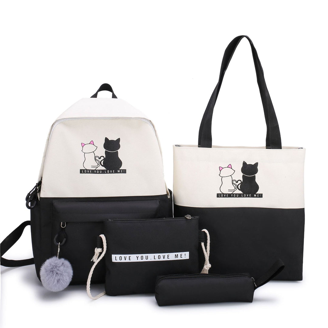 5-Piece Backpack and Tote Bag Set with Cat Design Kalsten