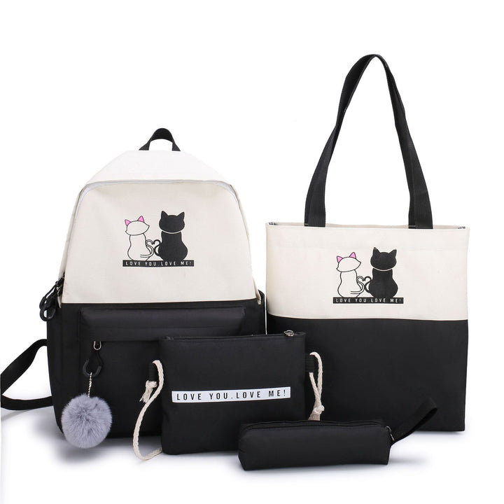 5-Piece Backpack and Tote Bag Set with Cat Design Kalsten