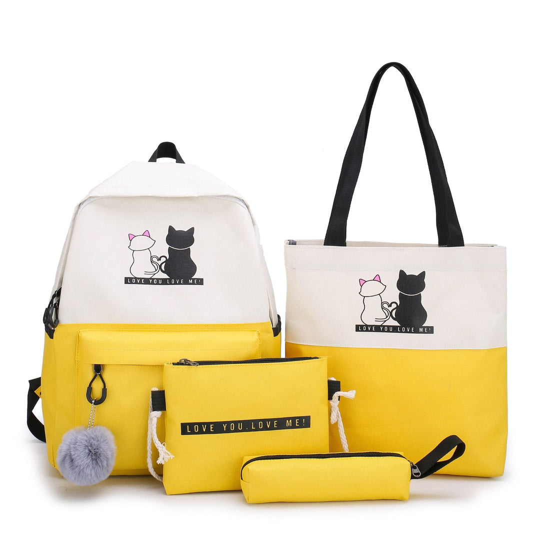 5-Piece Backpack and Tote Bag Set with Cat Design Kalsten