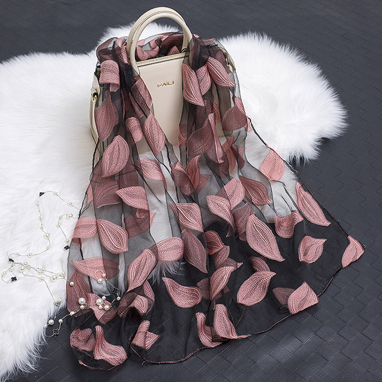 Kalsten | Silk scarf with cut flowers hollow motif