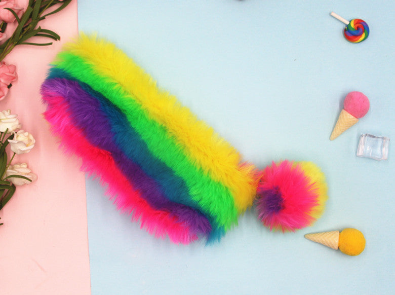 Furry Multicolored Plush Pencil Case Kalsten