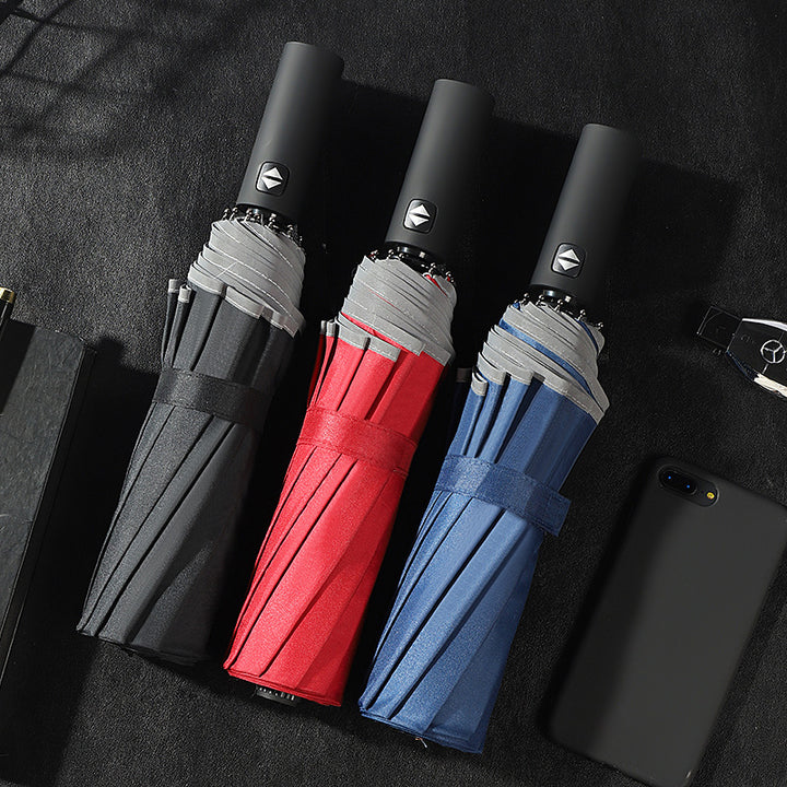Women's automatic folding umbrella with reversible design and reflective safety features Kalsten