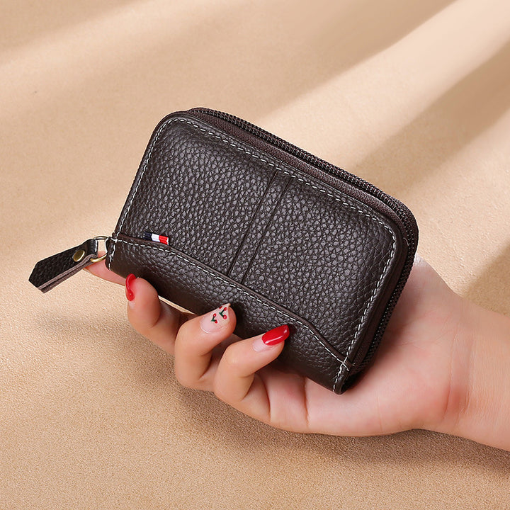 Compact Leather Zipper Wallet