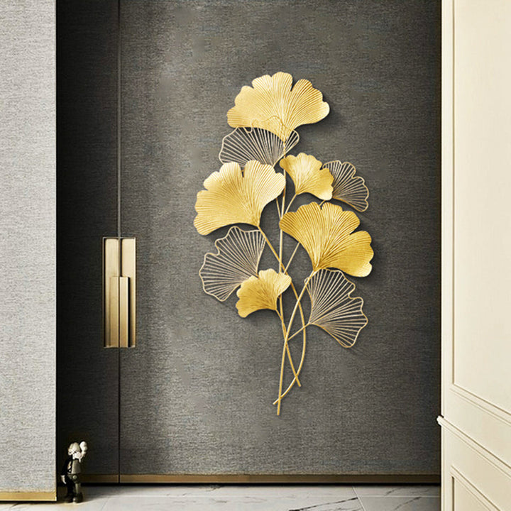 Decorative Metal Ginkgo Wall Sculpture Kalsten
