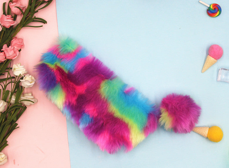 Furry Multicolored Plush Pencil Case Kalsten
