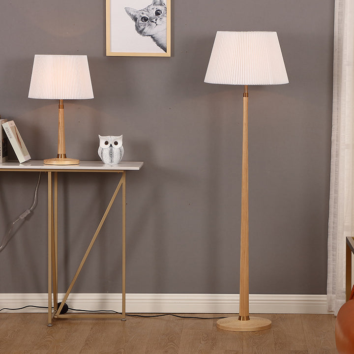Mid-Century Modern Floor Lamp with Pleated Shade