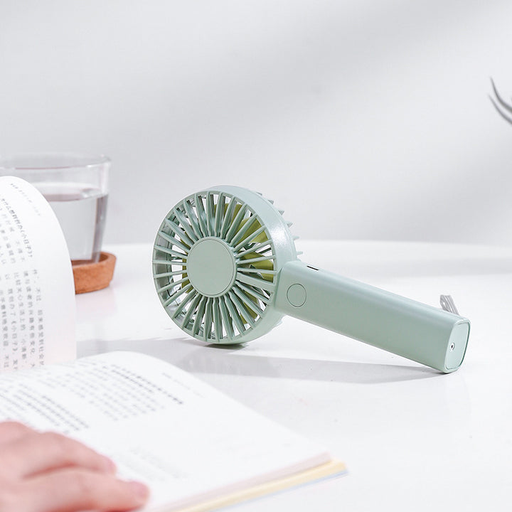 Unisex nan compact portable hand fan with rechargeable battery and USB charging port quiet operation self-standing Kalsten
