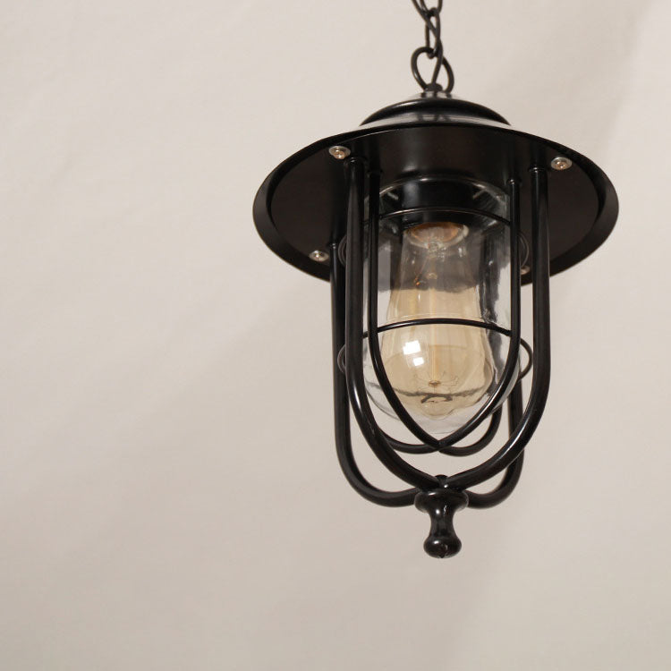 Industrial Vintage Aluminum Cage Glass 1-Light Outdoor Waterproof Pendant Light | Kalsten