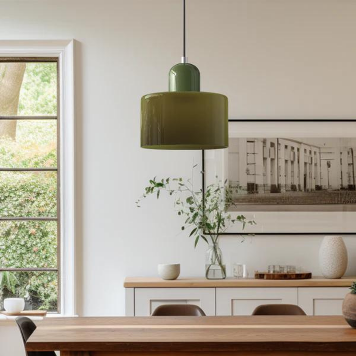 Glass pendant light – Elegant cylindrical pendant light for cozy living spaces | Kalsten
