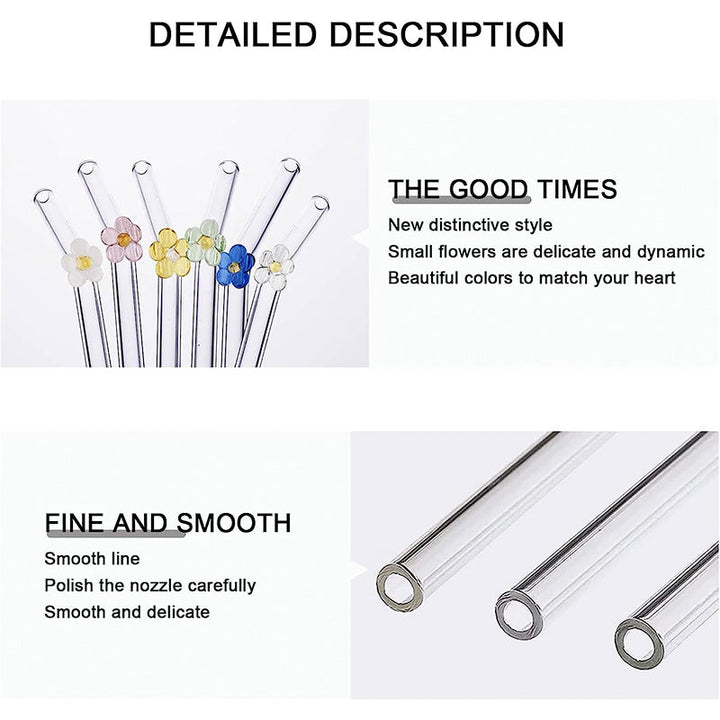 6 PCS Reusable Stained Glass Straws with Cleaning Brush | Kalsten