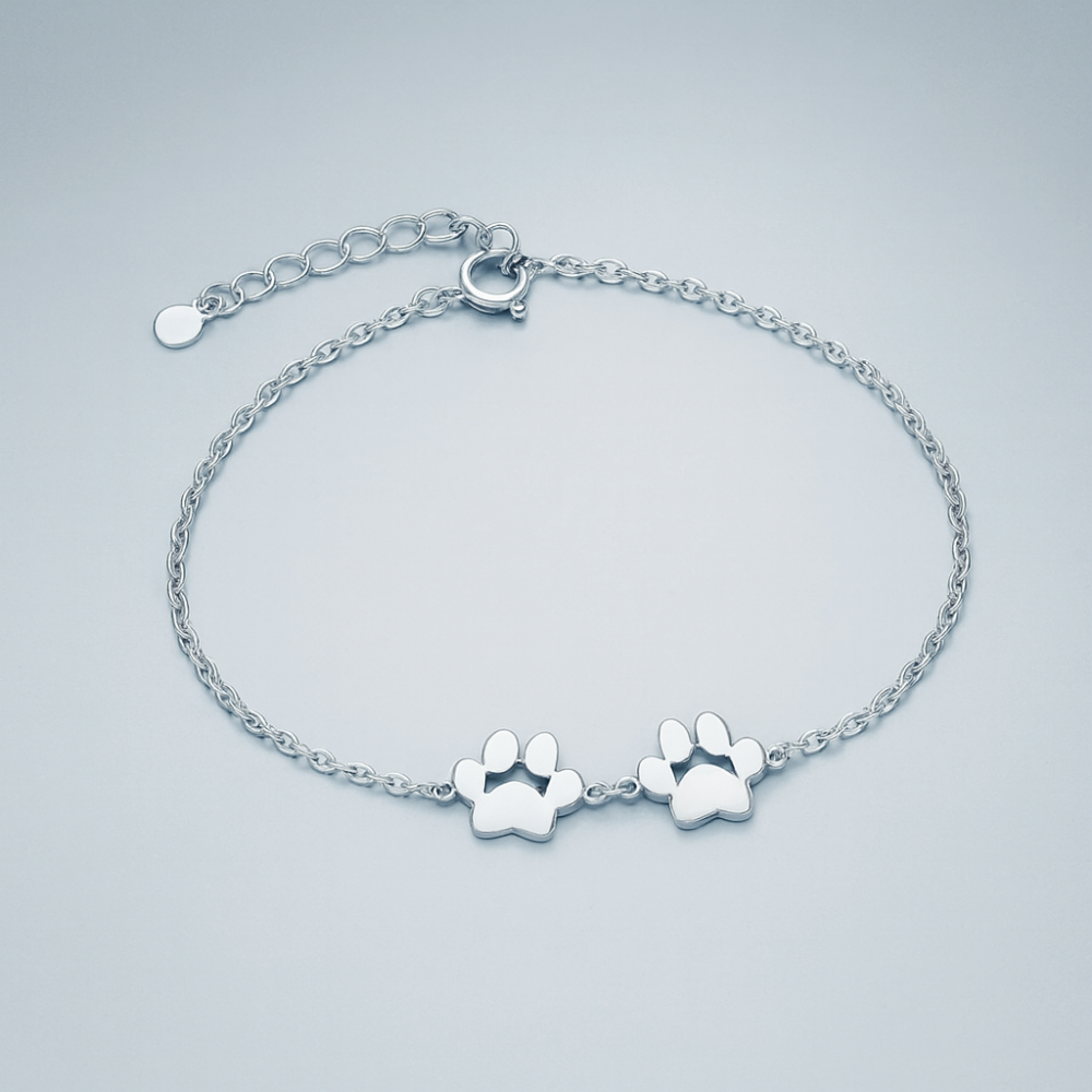 Personal Paw Print Engraved Stainless Steel Bracelet Adjustable Noxord