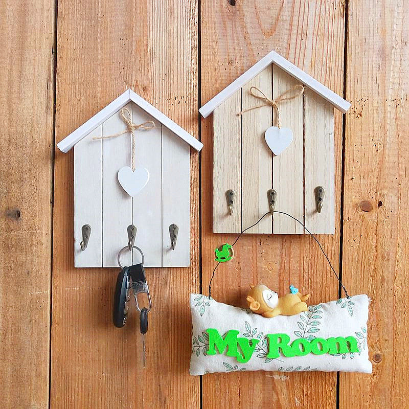 Decorative Wooden Keychain with Heart Accent