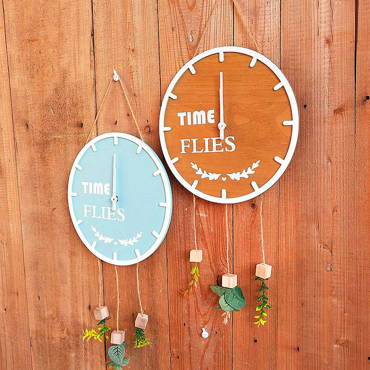 Decorative Wall Clock with Hanging Greenery
