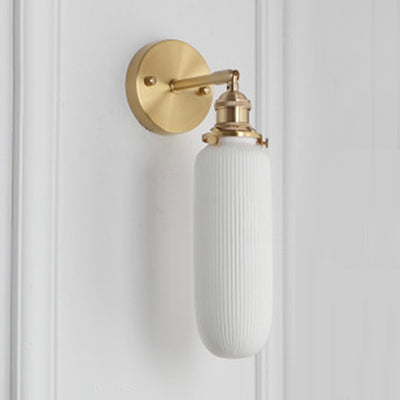 Porcelain Wall Light with Brass Lamp Socket Dining Room Foyer 5/6/8.5 Inch Wide 1 Light Modern Wall Lamp in White | Kalsten
