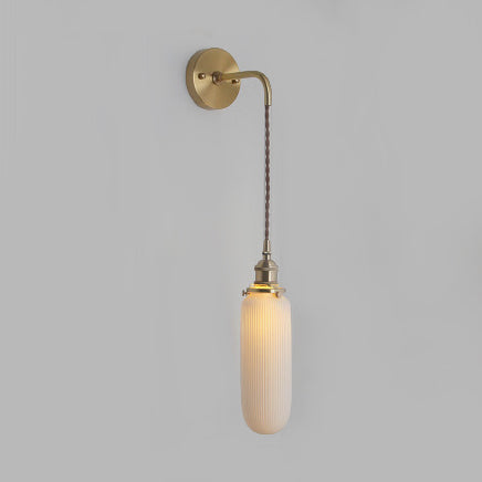 Porcelain Wall Light with Brass Lamp Socket Dining Room Foyer 5/6/8.5 Inch Wide 1 Light Modern Wall Lamp in White | Kalsten
