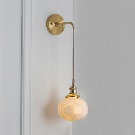 Porcelain Wall Light with Brass Lamp Socket Dining Room Foyer 5/6/8.5 Inch Wide 1 Light Modern Wall Lamp in White | Kalsten