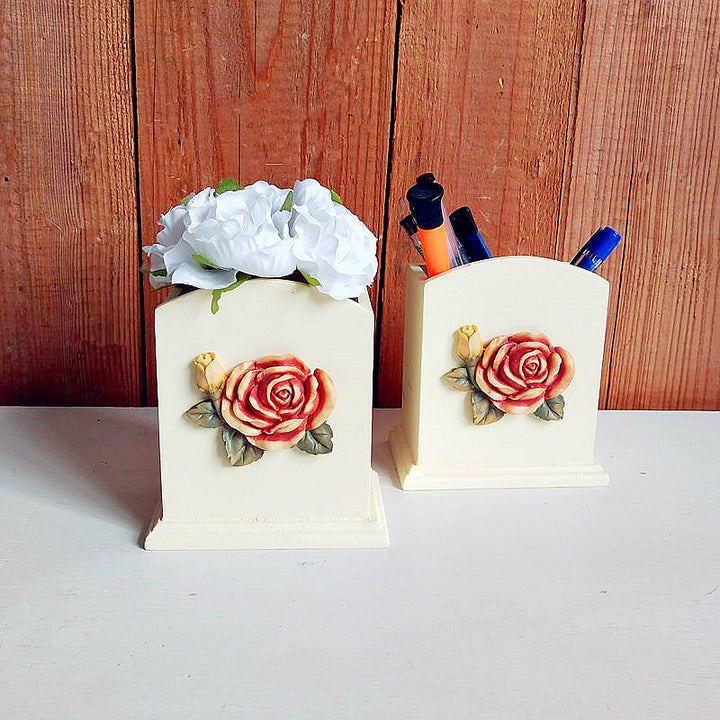Decorative Flowers Desk Organizer