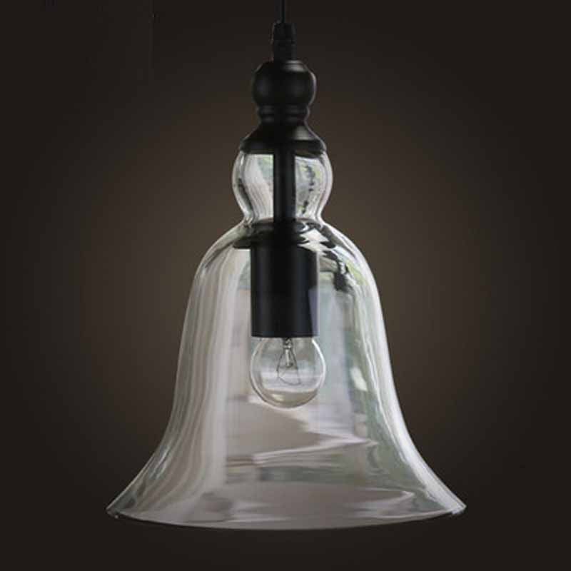 Vintage Bell-Shaped Glass Pendant Light