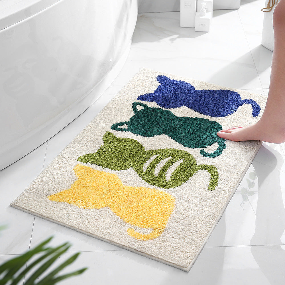 Cat-Themed Soft Bath Mat for Bathroom