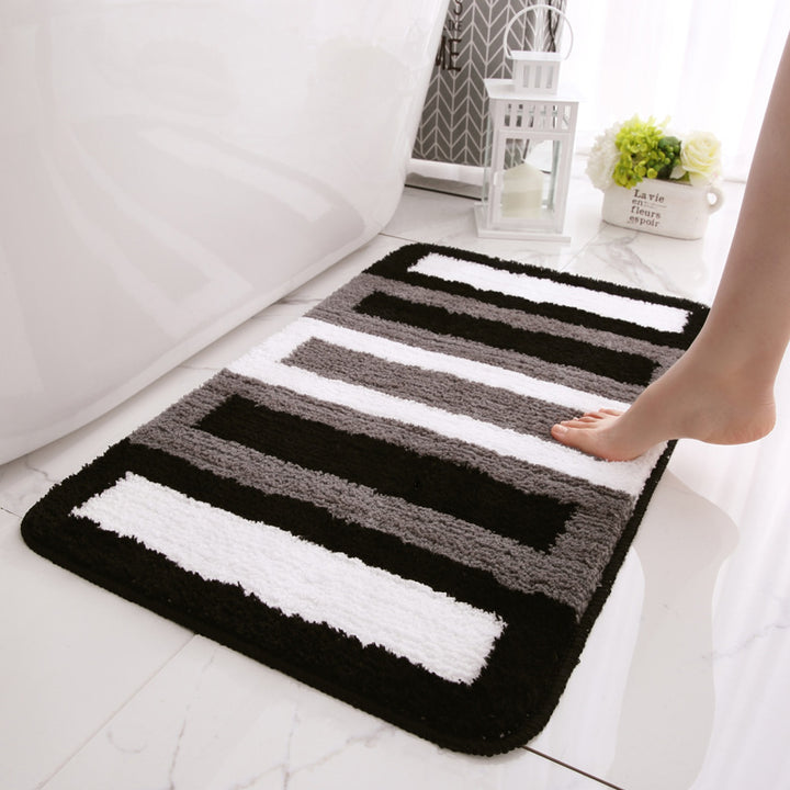 Absorbent Stripe Pattern Bath Rug