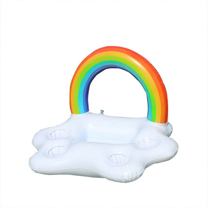Women's Inflatable Rainbow Swimming Island with Integrated Cup Holders Kalsten
