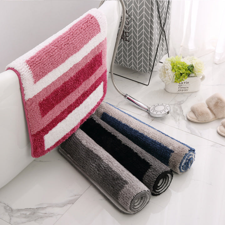 Absorbent Stripe Pattern Bath Rug