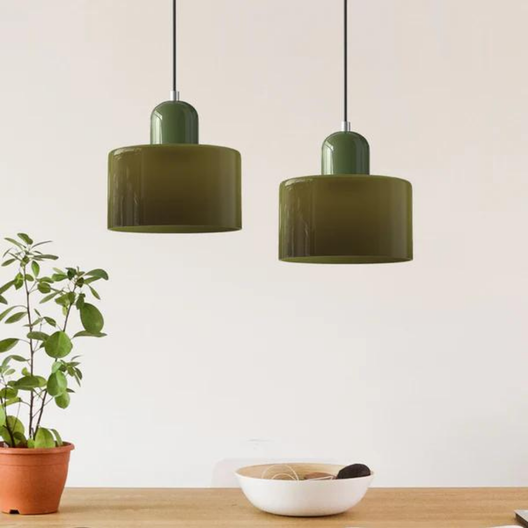 Glass pendant light – Elegant cylindrical pendant light for cozy living spaces | Kalsten