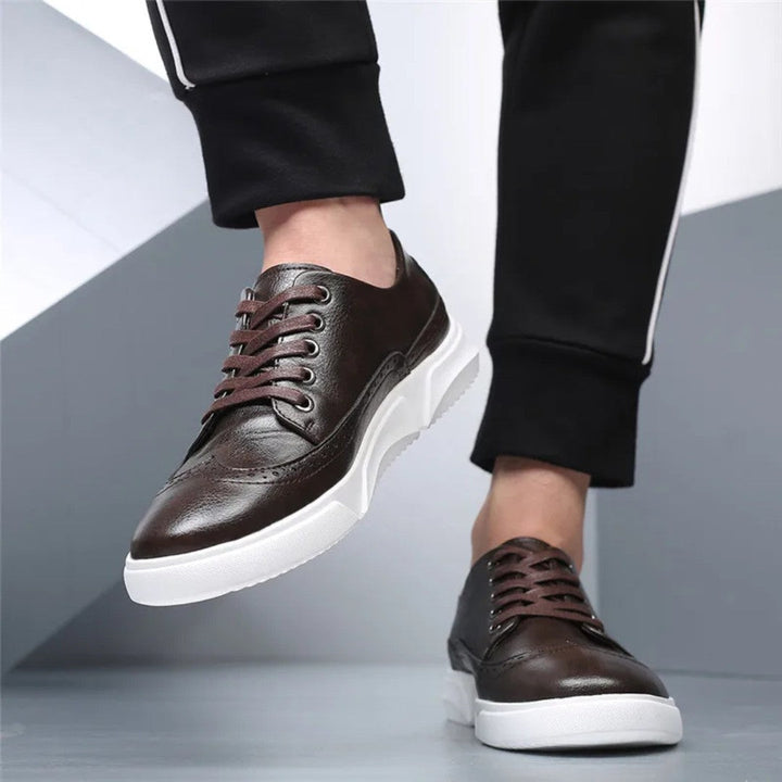Leather Brogue Sneakers with Rubber Sole