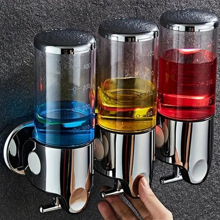 Kalsten | Wall Mounted Soap Dispenser | SudsStation Bathroom Organizer | Stainless Steel & ABS | 16.9 fl oz | Set of 1–3
