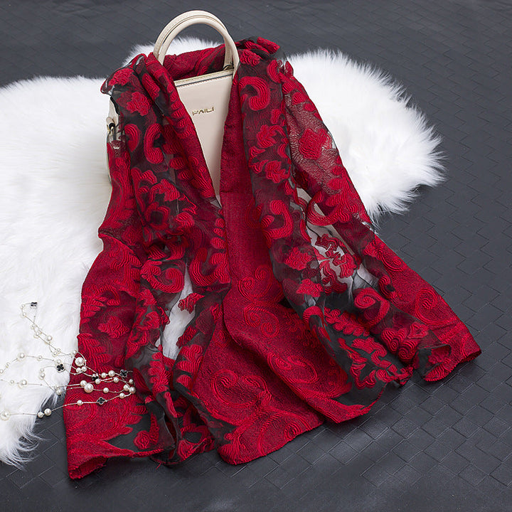 Kalsten | Silk scarf with cut flowers hollow motif