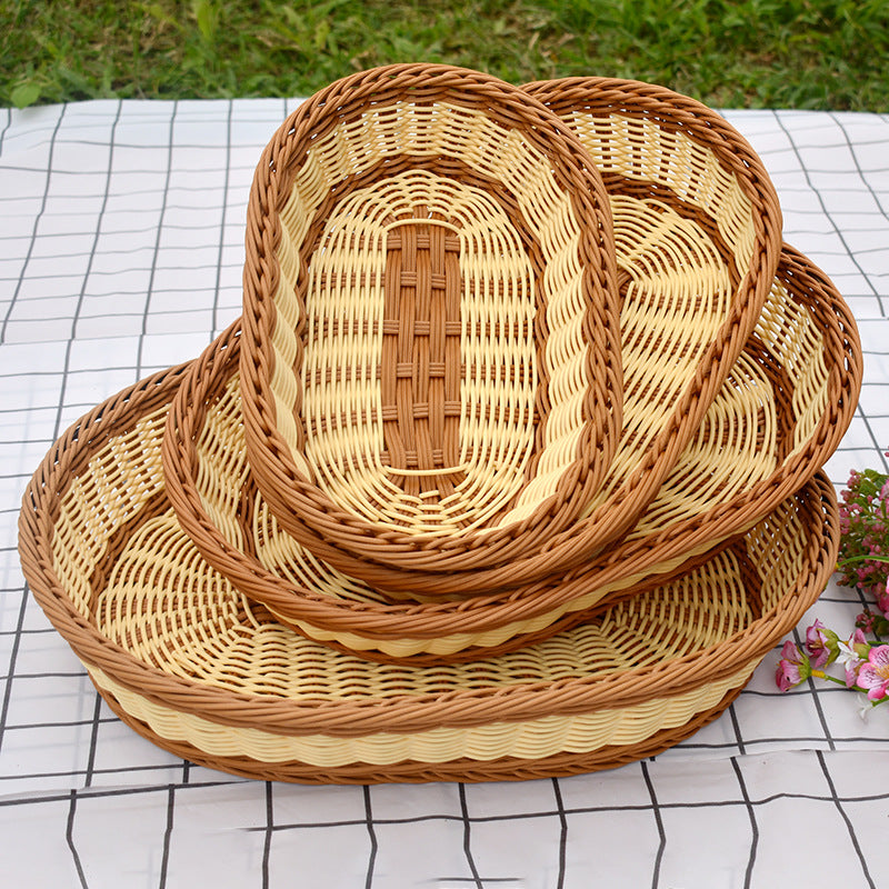 Handmade Oval Wicker Storage Baskets Set Kalsten