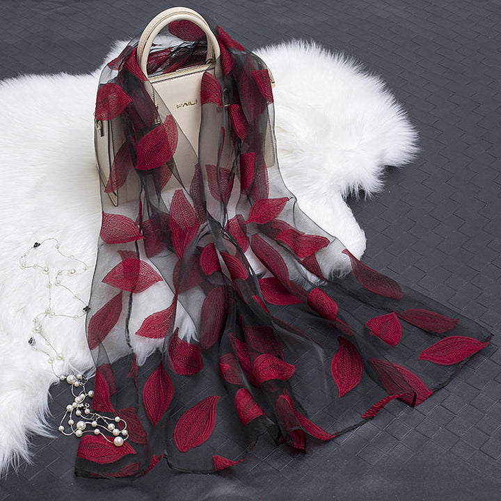 Kalsten | Silk scarf with cut flowers hollow motif