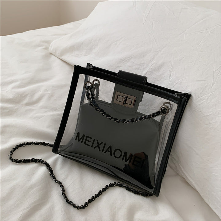 Transparent PVC Tote Bag with Chain Handles