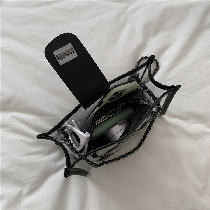 Transparent PVC Tote Bag with Chain Handles