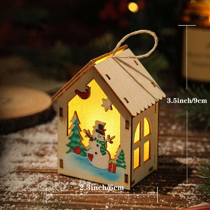 Illuminated wooden house for Christmas decoration