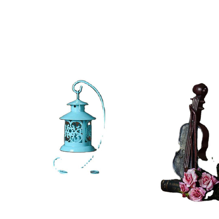 Decorative Filigree Hanging Tealight Lantern with Curved Metal Stand Set Kalsten