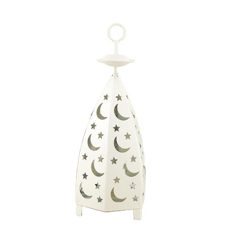 Decorative Moon & Star Metal Table Lantern with Cutout Panels Kalsten