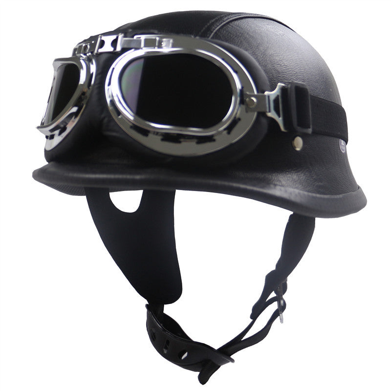 Vintage-Styled Motorcycle Helmet with Integrated Goggles Kalsten