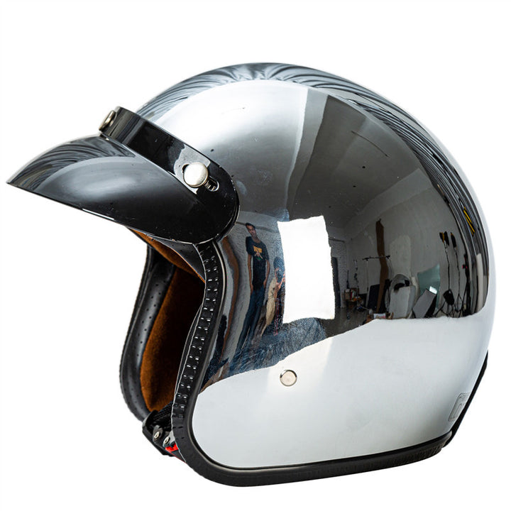 Retro Chrome Motorcycle Helmet Kalsten
