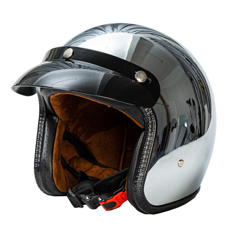 Retro Chrome Motorcycle Helmet Kalsten