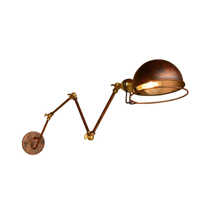 Kalsten | Vintage Industrial Bowl Wall Lamp 1 Light Iron Wall Lamp with Rotatable Arm in Black/Metal