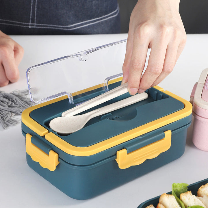 Multi-Sectional Food Storage Bento Box with Secure Locking Lid